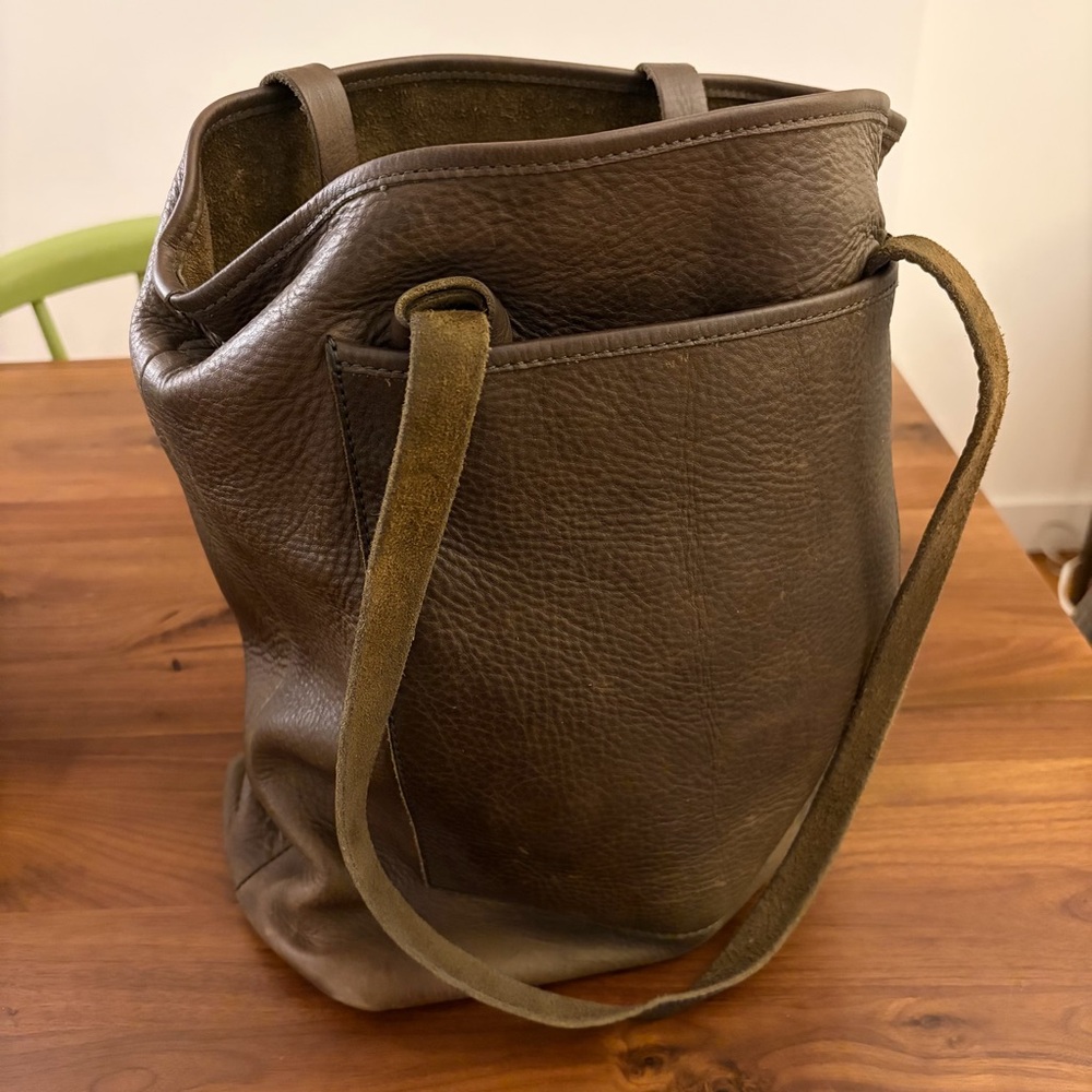 Wp Bedford Tote Bag, olive, full grain leather